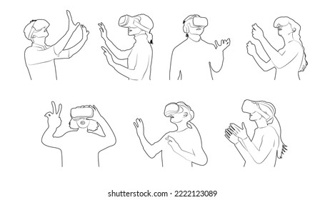 Metaverse's digital cyberspace technology depicts men and women wearing virtual reality glasses. vector illustration