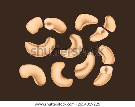 mete nut baked kacang roasted nature cartoon business harvest icon flat vegan cashew detail mede raw