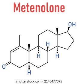 Metenolone Anabolic Steroid Molecule. Used (banned) In Sports Doping. Skeletal Formula.