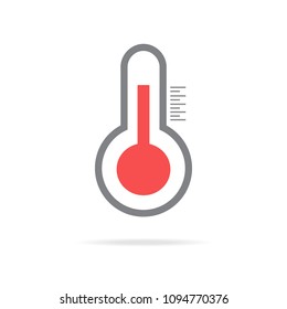 Meteo diagnostic technology thermometer sign. Red icon with flat style shadow path. Eps 10
