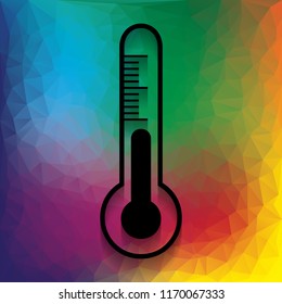 Meteo diagnostic technology thermometer sign. Vector. Flat style black icon on white.