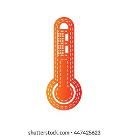 Meteo diagnostic technology thermometer sign. Orange applique isolated.