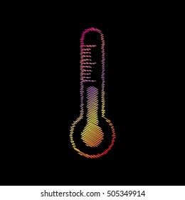 Meteo diagnostic technology thermometer sign. Coloful chalk effect on black backgound.
