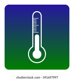 Meteo diagnostic technology thermometer sign. Vector. White icon at green-blue gradient square with rounded corners on white background. Isolated.