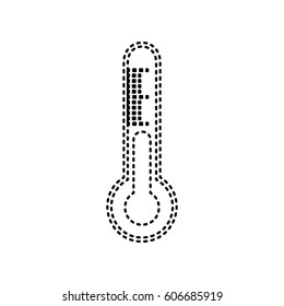Meteo diagnostic technology thermometer sign. Vector. Black dashed icon on white background. Isolated.