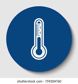 Meteo diagnostic technology thermometer sign. Vector. White contour icon in dark cerulean circle at white background. Isolated.