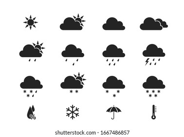 Meteocons, weather icon set. simple flat weather forecast sign for web site, button, mobile app, app, UI