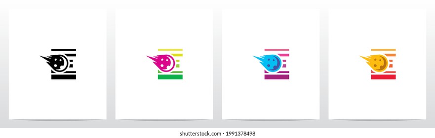 Meteor Asteroid On Letter Logo Design E