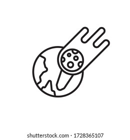 Meteor-Angriff Symbol Umriss Design Vektor-Abbildung. isoliert auf weißem Hintergrund