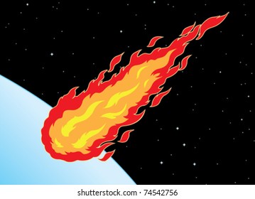 Meteor burning up through atmosphere.
