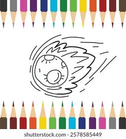 meteor coloring book design illustration 