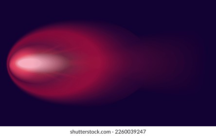 Meteor or comet. Neon space flying meteorite or asteroid, realistic vector illustration. Meteor fire trails isolated. Fireball glowing gas and dust tails at night sky