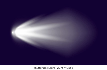 Meteor or comet. Neon space flying meteorite or asteroid, realistic vector illustration. Meteor fire trails isolated. Fireball glowing gas and dust tails at night sky