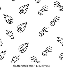 Meteor Cosmic Body Vector Seamless Pattern Thin Line Illustration