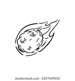 Meteor Fall From Space Line Icon