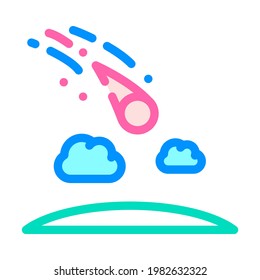 meteor falling disaster color icon vector. meteor falling disaster sign. isolated symbol illustration