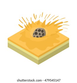 Meteor falling icon in cartoon style on a white background vector illustration