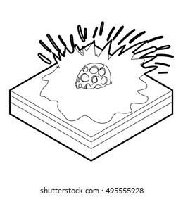 Meteor falling icon in outline style on a white background vector illustration