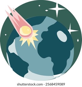 METEOR FALLS TO EARTH SPACE THEME STYLE ICONS