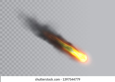 Meteor or fire ball with smoke trail.