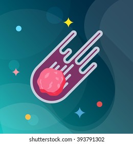 Meteor  flat  icon with long shadow,eps10,
