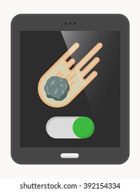 Meteor  flat  icon with Tablet,eps10,