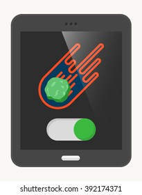 Meteor  flat  icon with Tablet,eps10,
