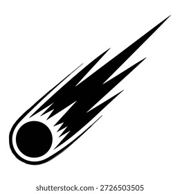 Meteor icon design, cosmic fire ball, shooting star symbol, outer space falling object, vector art