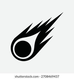 Icono de meteoro cayendo del cielo con diseño de ilustración de cola ardiente
