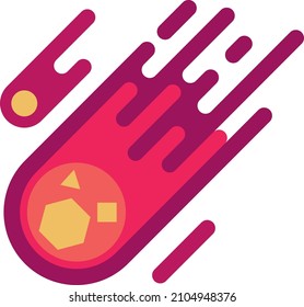 Meteor icon. Falling star with fire trail. Flat comet