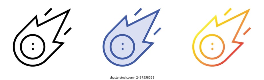meteor icon. Linear, Blue Fill and Gradient Style Design Isolated On White Background