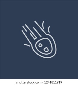 Meteor icon. Meteor linear design concept from Astronomy collection. Simple element vector illustration on dark blue background.