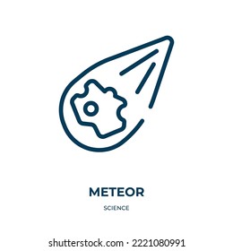 Meteor icon. Linear vector illustration from science collection. Outline meteor icon vector. Thin line symbol for use on web and mobile apps, logo, print media.