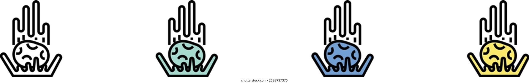 meteor icon. Outline, Green, Blue and Yellow Style Design Isolated On White Background