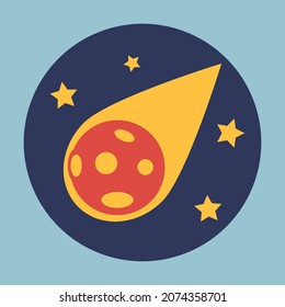 Meteor Icon in Retro and Vintage Color Style.