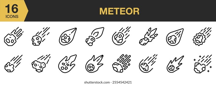Meteor icon set. Outline icons vector collection.