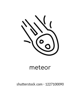 meteor icon. Trendy modern flat linear vector meteor icon on white background from thin line Astronomy collection, outline vector illustration