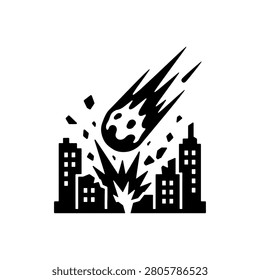 Meteor Impact Apocalypse Icon Icon Isolated On White Background
