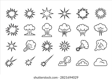 Meteor Impact and Detonation Line Icon Pack for Action Effect Graphics