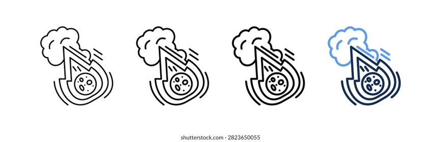 Meteor Impact Icon Different Style Outline Collection Set
