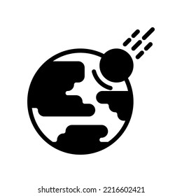 Meteor Impact icon. the meteor hits the earth, destroys the earth.