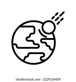 Meteor Impact icon. the meteor hits the earth, destroys the earth.