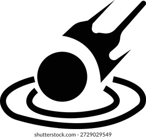 Icono de impacto de meteorito, que muestra una colisión de asteroide con el suelo o la superficie. Ideal para ciencia, astronomía, temas espaciales, trayectoria de asteroides, imágenes de desastres, educación, App e infografías.