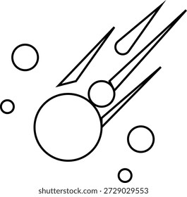 Meteorschlagsymbol , das eine Asteroidenkollision mit dem Boden oder der Oberfläche anzeigt. Ideal für Wissenschaft, Astronomie, Raumfahrtthemen, Flugbahnen von Asteroiden, Katastrophenvisuelles, Bildung, Apps und Infografiken.