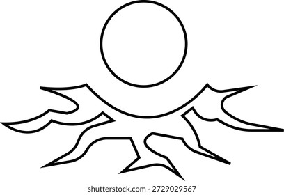 Meteorschlagsymbol , das eine Asteroidenkollision mit dem Boden oder der Oberfläche anzeigt. Ideal für Wissenschaft, Astronomie, Raumfahrtthemen, Flugbahnen von Asteroiden, Katastrophenvisuelles, Bildung, Apps und Infografiken.