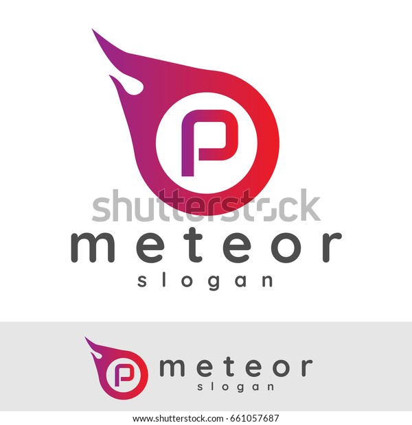 meteor initial Letter P Logo\
design