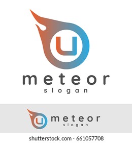 meteor initial Letter U Logo design