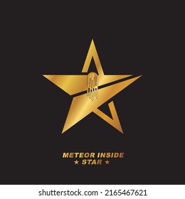 Meteor inside star logo design. 