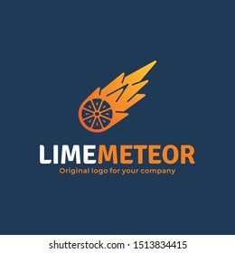 Meteor lime logo with orange. Creative fruit logo inspiration. can be used as symbols, brand identity, icons, or others. Color and text can be changed according to your need.