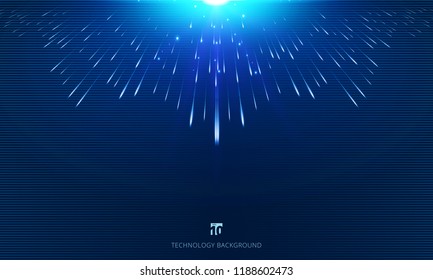 Meteor lines perspective composed with light burst on dark background. Vector illustration